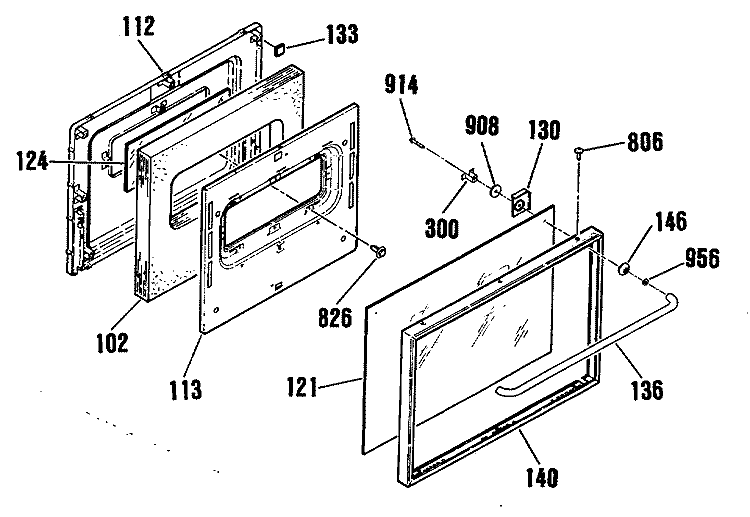 Section Diagram and Parts List for JSC26GP2BG  General Electric Range