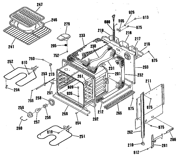 Section Diagram and Parts List for JKP14WP3WG  General Electric Wall Oven