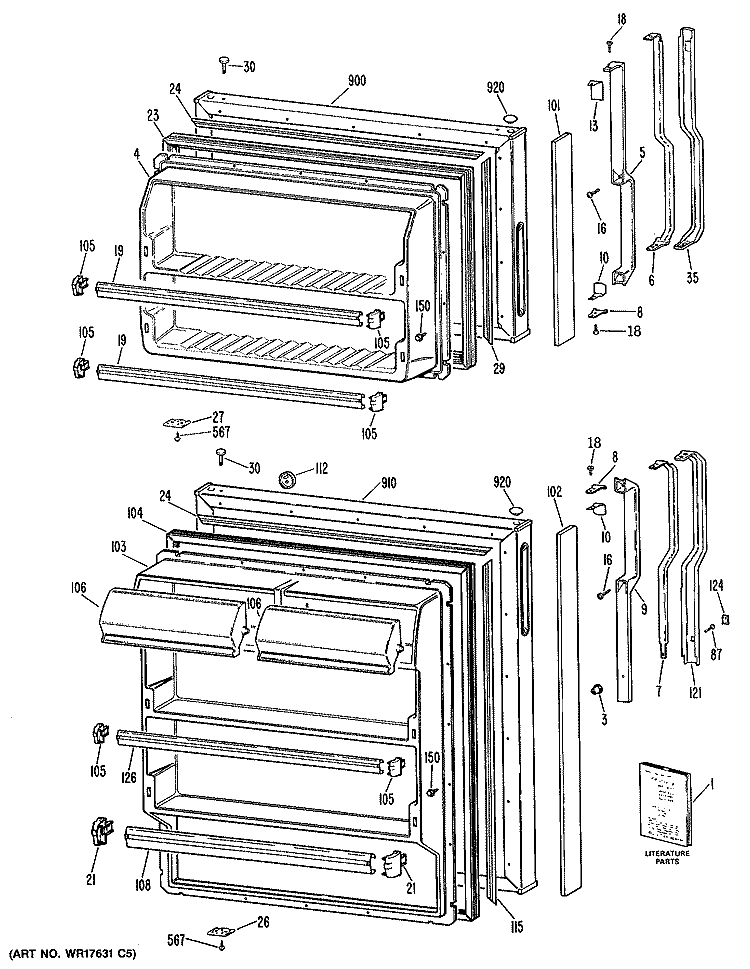 Section Diagram and Parts List for TBX14SASCRAD  General Electric Refrigerator