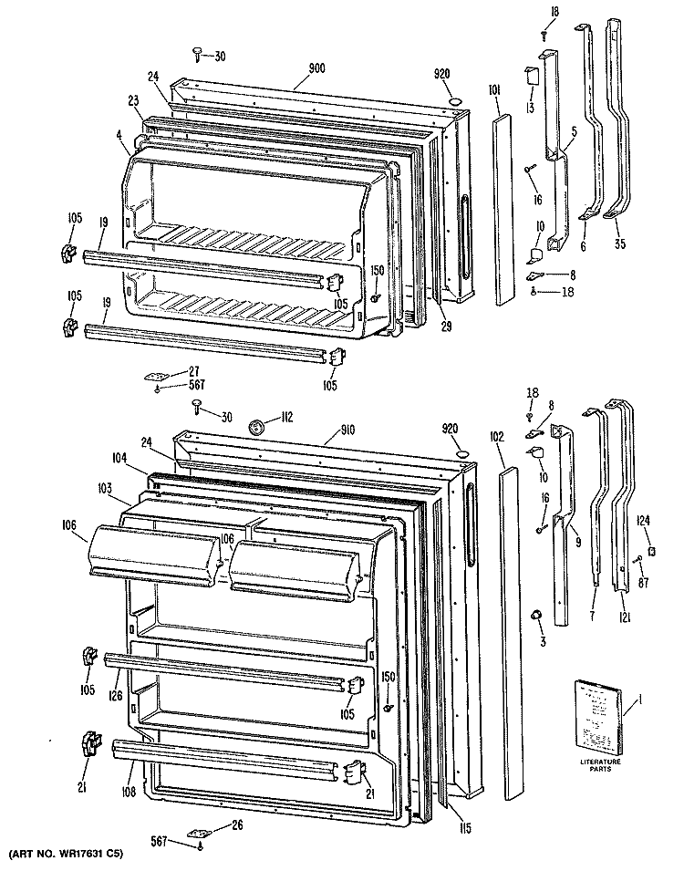 Section Diagram and Parts List for TBX14SASFLWH  General Electric Refrigerator