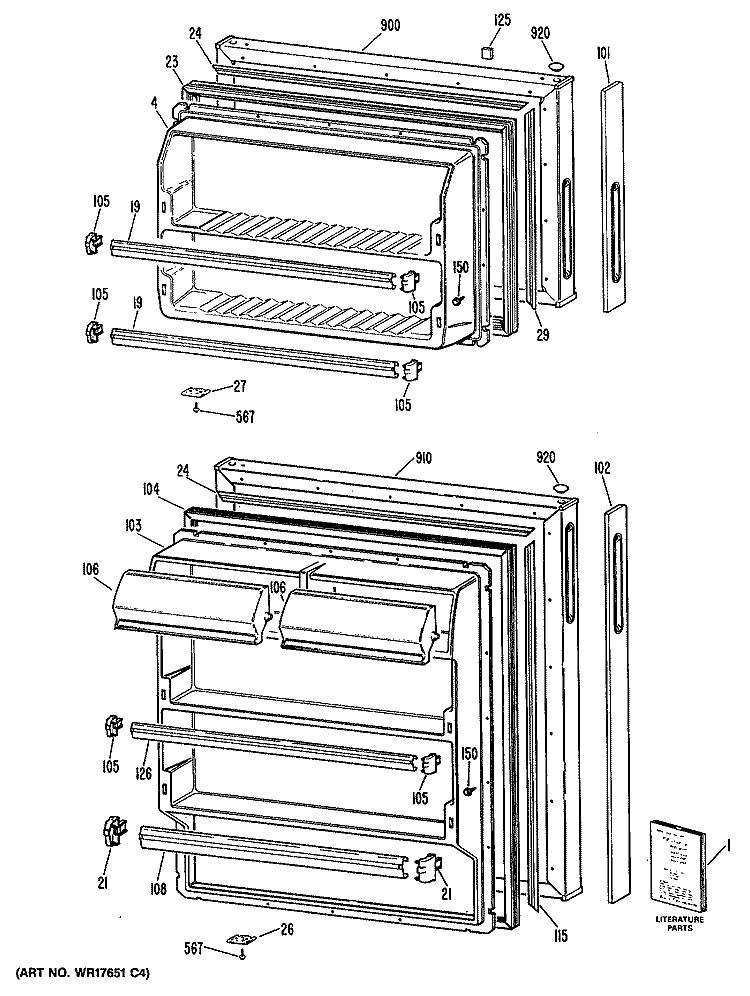 Section Diagram and Parts List for TBX14SYSDRAD  General Electric Refrigerator