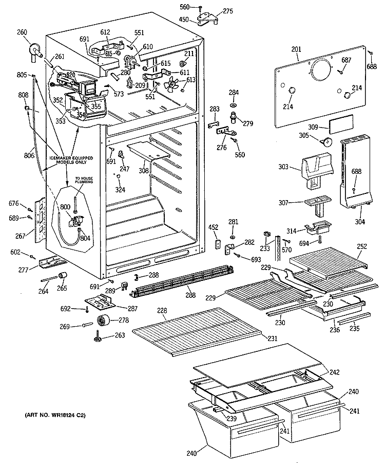 Section Diagram and Parts List for TBX16DISFRAD  General Electric Refrigerator