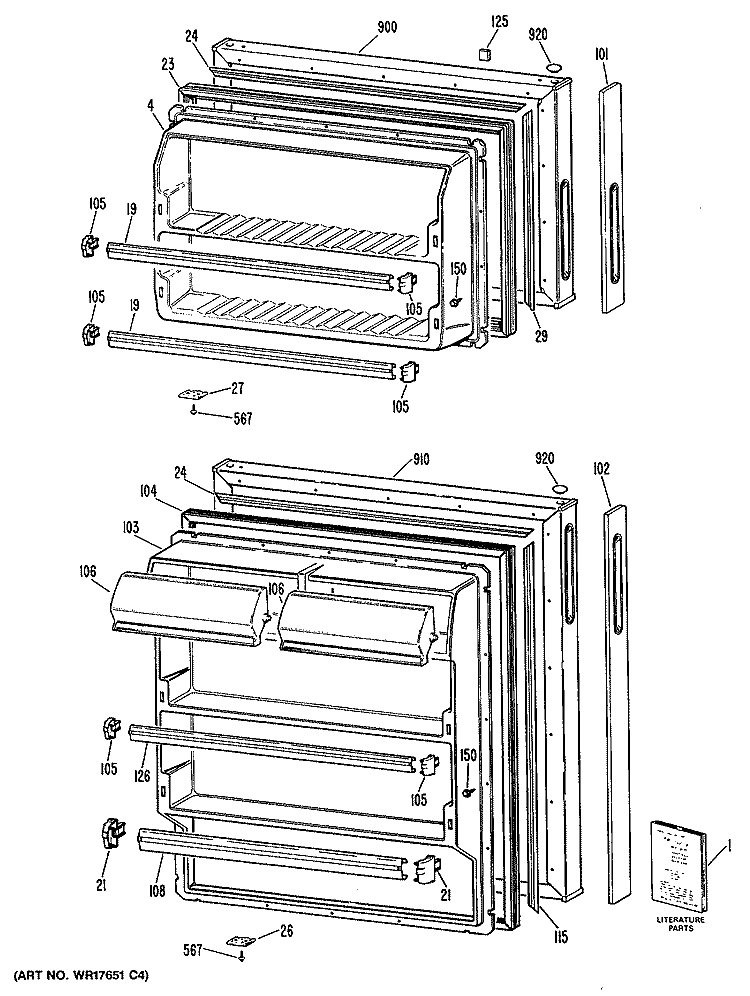 Section Diagram and Parts List for TBX16SYSDRAD  General Electric Refrigerator