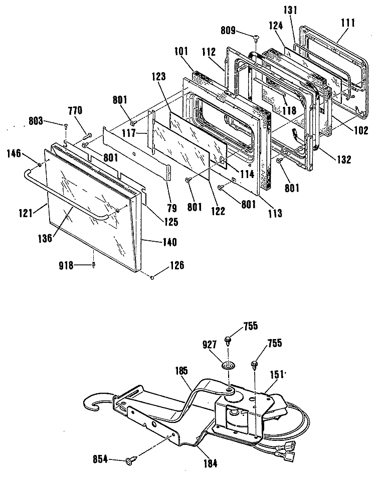 Section Diagram and Parts List for JKP45WP3WG  General Electric Wall Oven