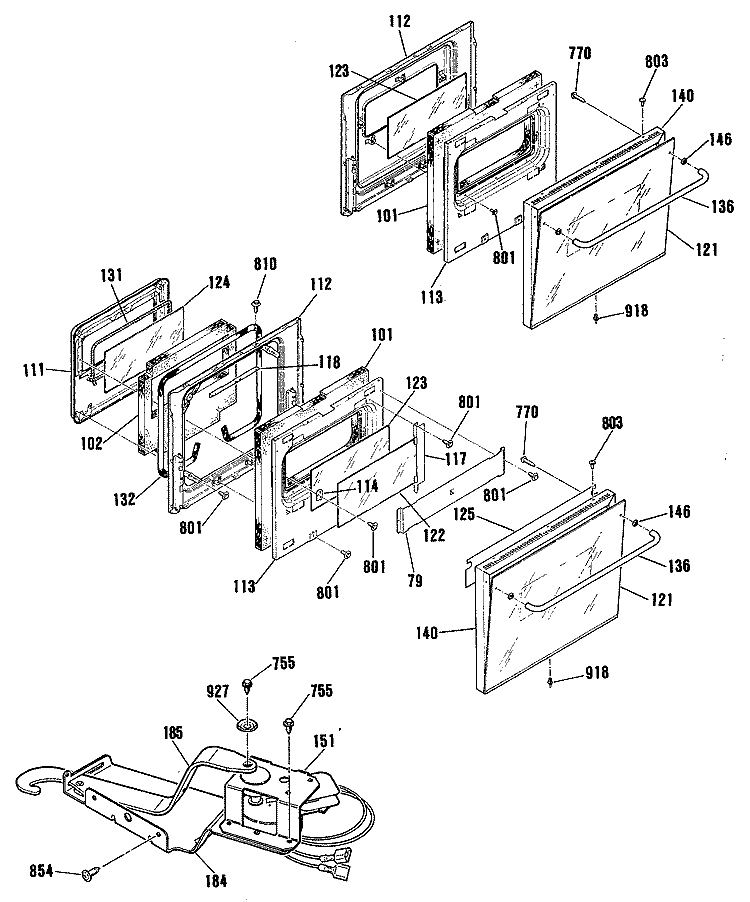 Section Diagram and Parts List for JRP24GP3BG  General Electric Wall Oven