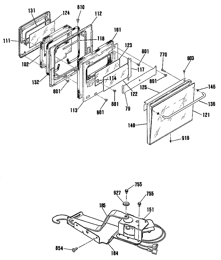 Section Diagram and Parts List for JRP14GP3BG  General Electric Wall Oven