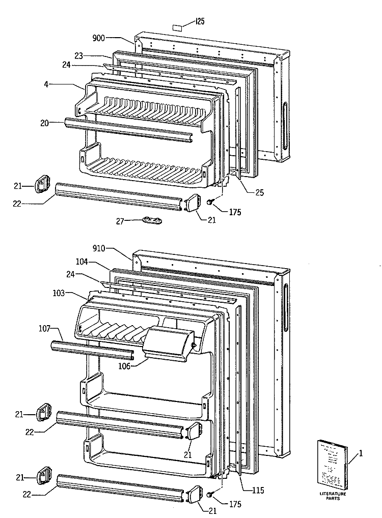 Section Diagram and Parts List for TDX13SNSBLWH  General Electric Refrigerator