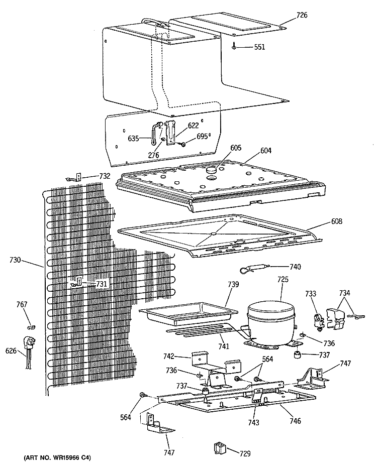 Section Diagram and Parts List for TDX13SNSBLWH  General Electric Refrigerator