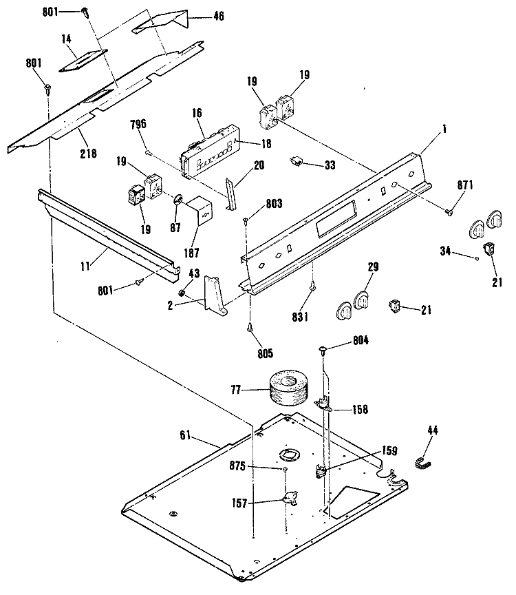 Section Diagram and Parts List for JSP38GS3BG  General Electric Range