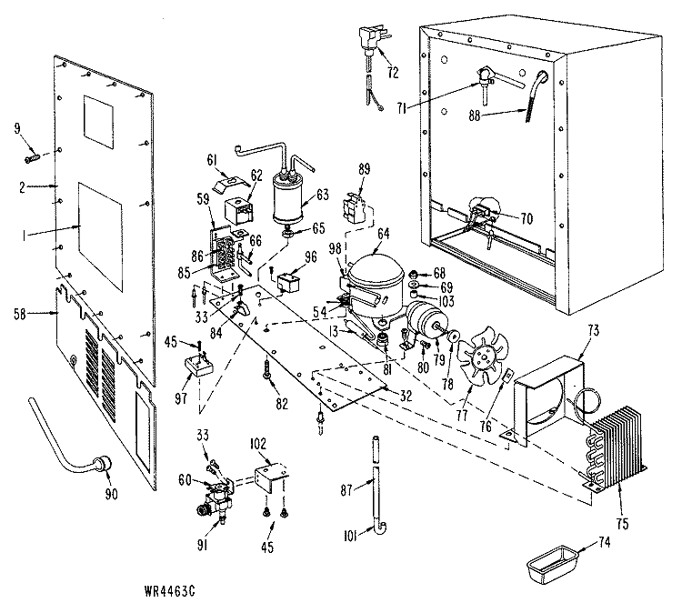 Section Diagram and Parts List for TAX6SISAWH  General Electric Refrigerator