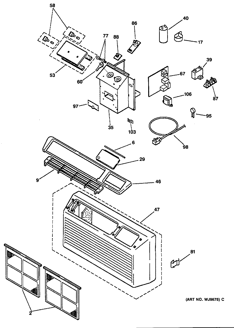 Section Diagram and Parts List for AZ31H15D5CV3  General Electric Air Conditioner