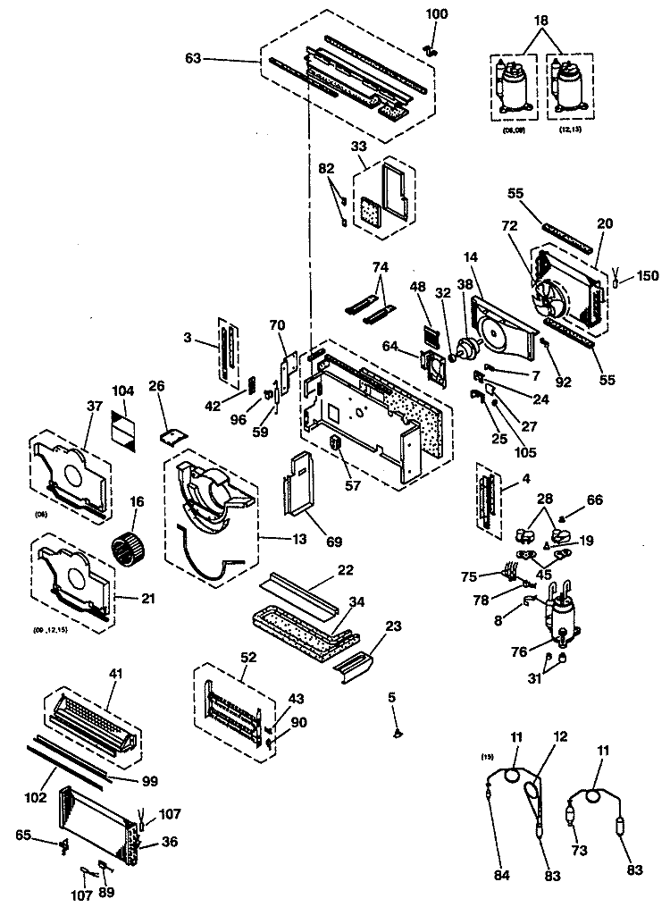 Section Diagram and Parts List for AZ31H15D5CV3  General Electric Air Conditioner