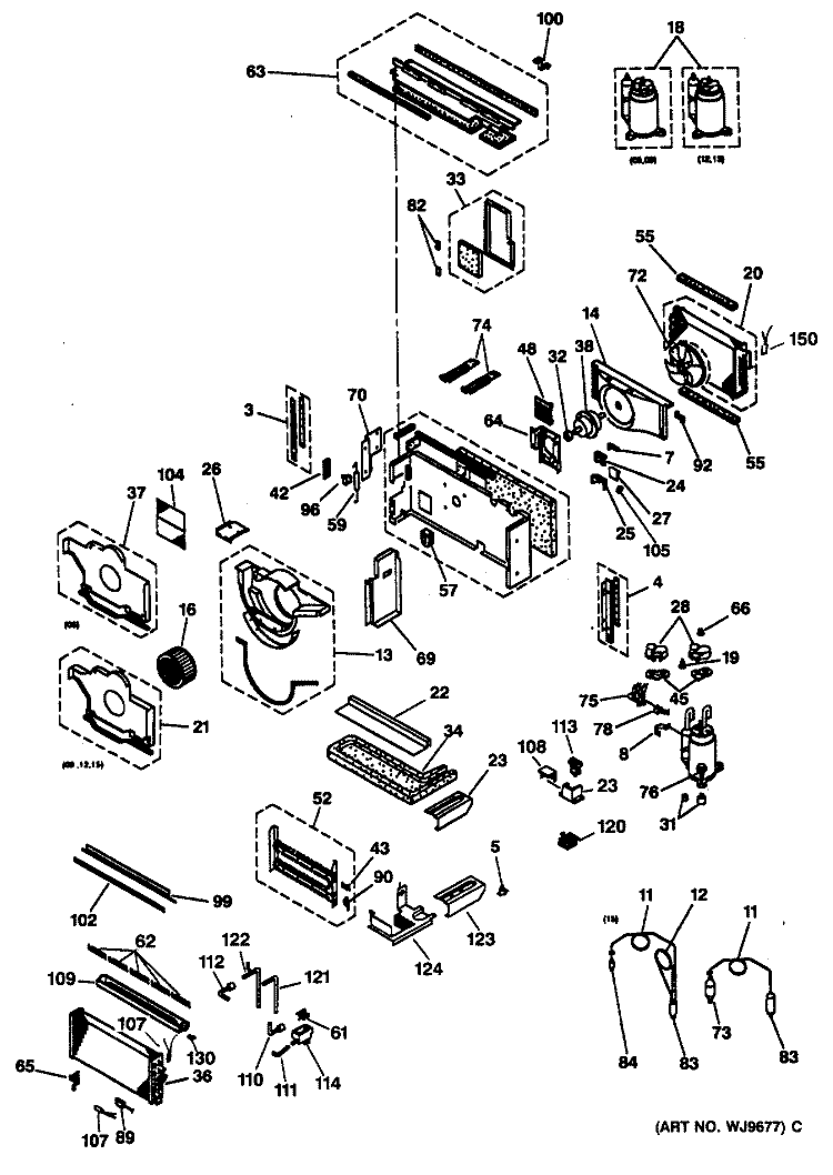 Section Diagram and Parts List for AZ31H12D5DV3  General Electric Air Conditioner