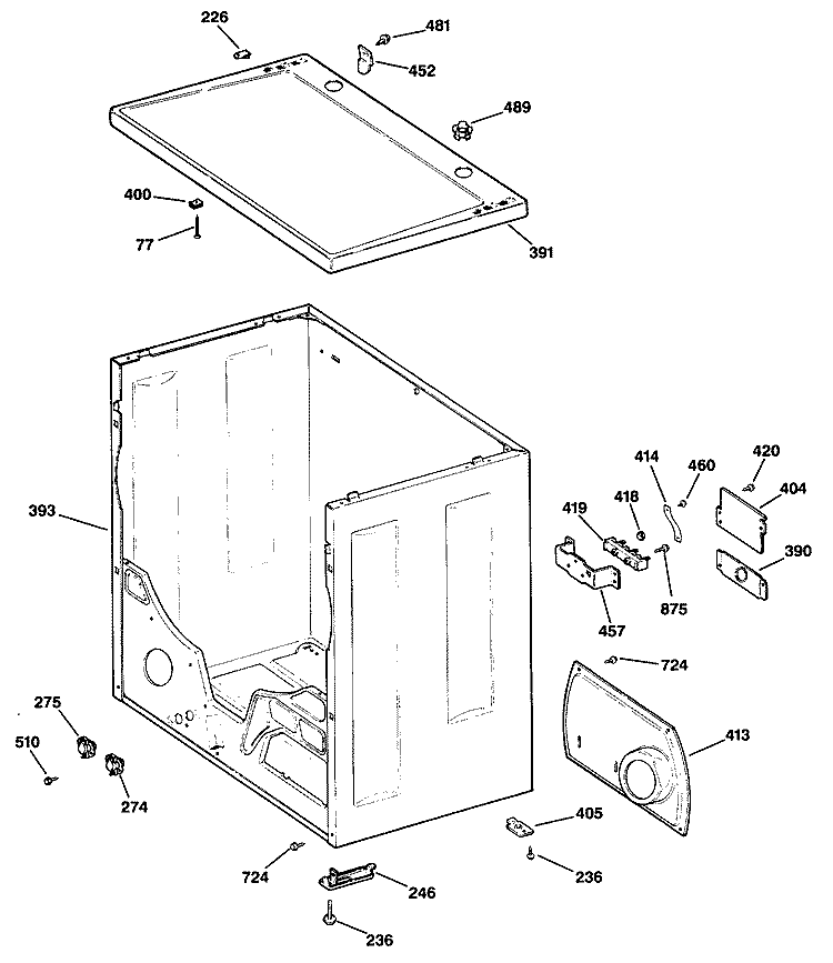 Section Diagram and Parts List for DDE7200SBLWH  General Electric Dryer