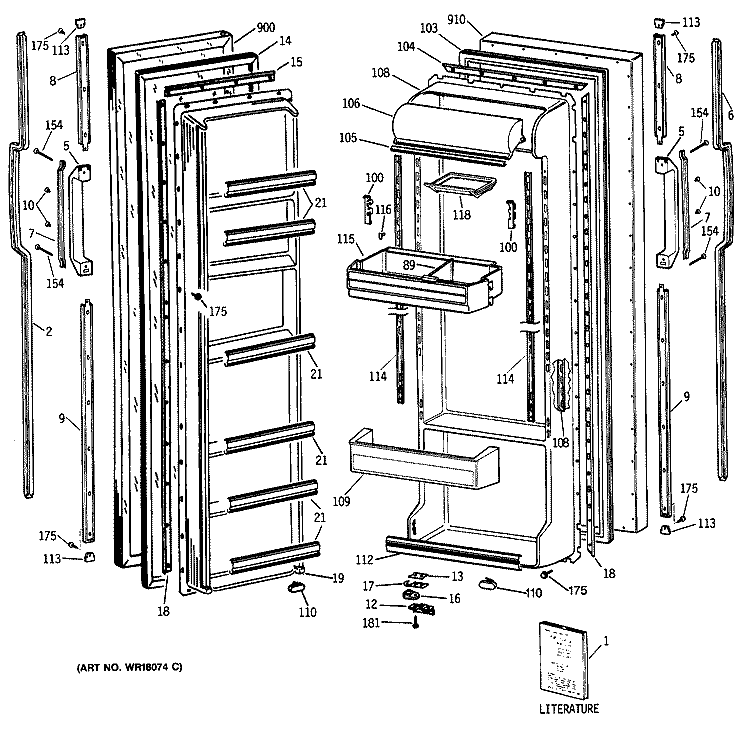 Section Diagram and Parts List for TFG22ZASCAD  General Electric Refrigerator