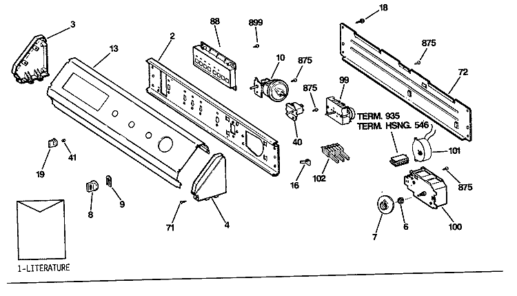 Section Diagram and Parts List for WWA9895SALAA  General Electric Washer