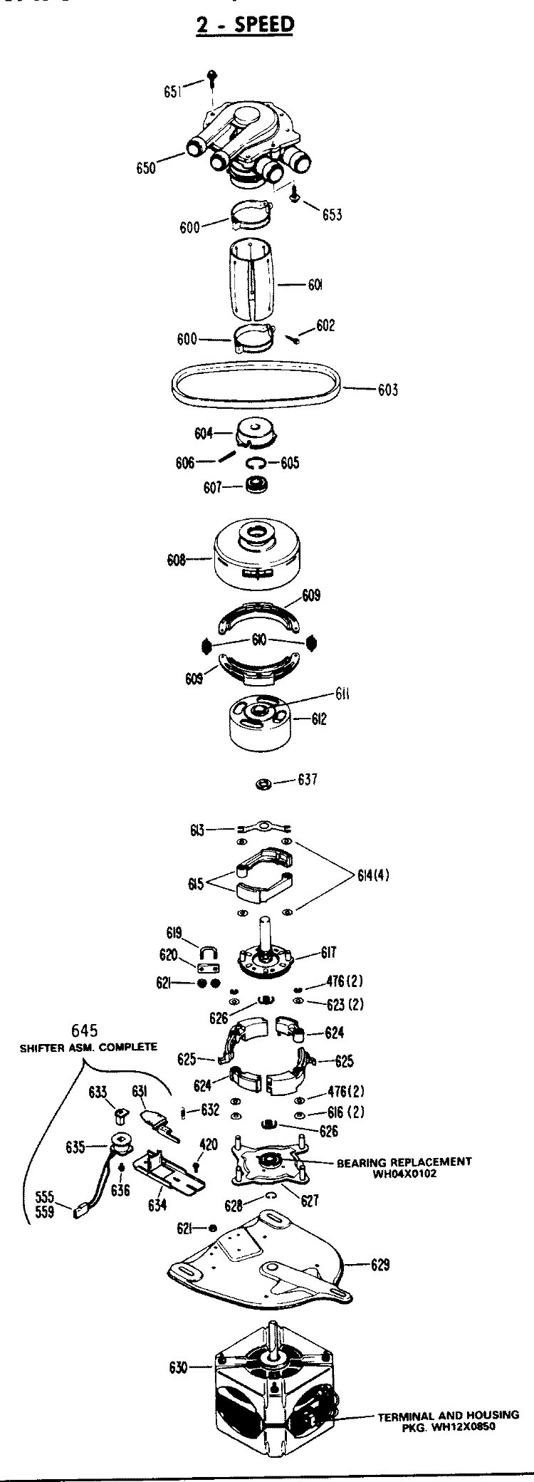 2 - SPEED Diagram and Parts List for WWA7600SALAA  General Electric Washer