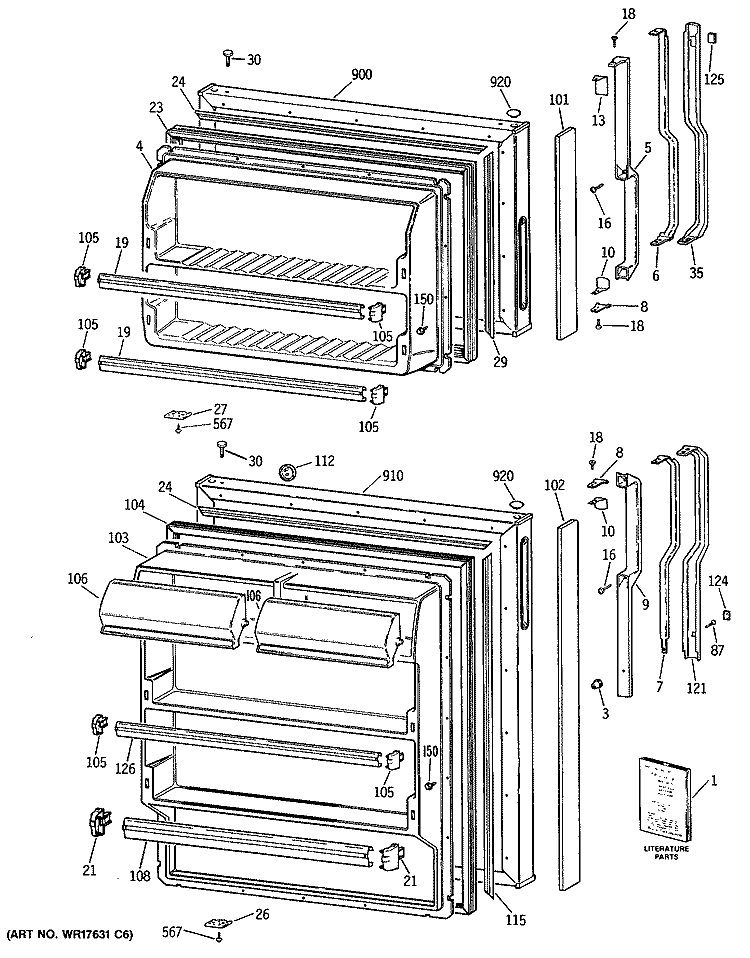 Section Diagram and Parts List for TBX14SISJLAD  General Electric Refrigerator