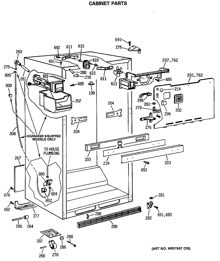 CABINET PARTS Diagram and Parts List for TBX18JASERHA  General Electric Refrigerator