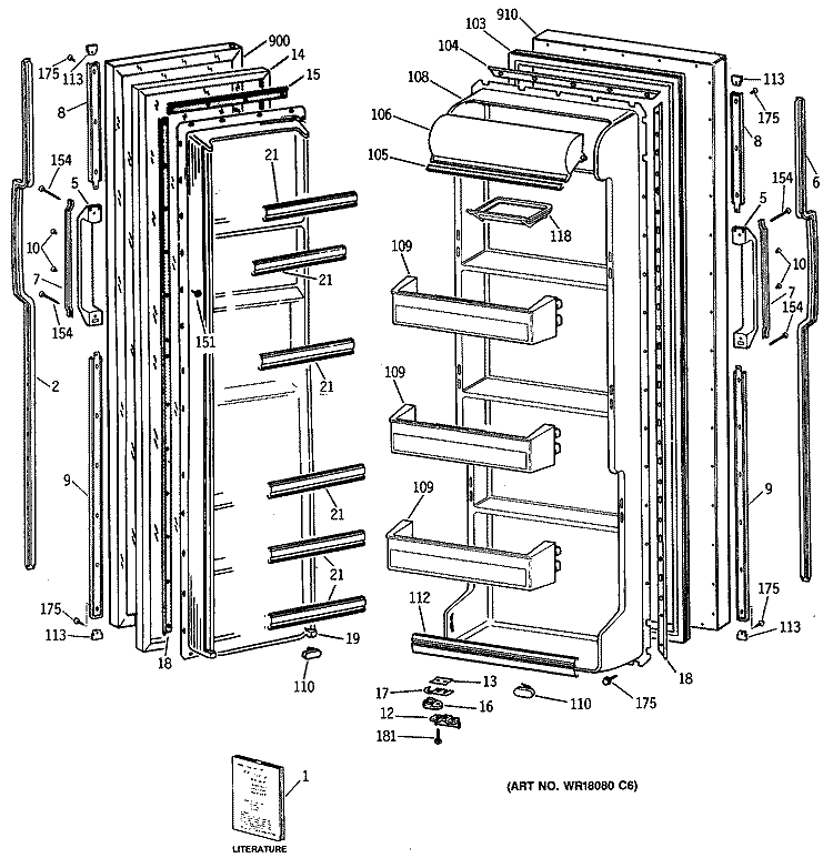 Section Diagram and Parts List for TFX20DASMAD  General Electric Refrigerator