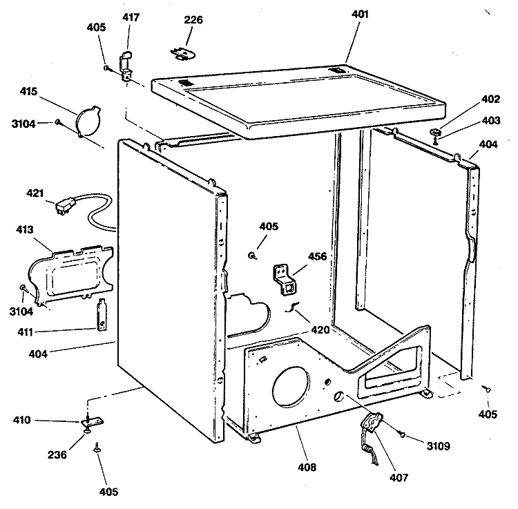 Section Diagram and Parts List for DDG9685SAMWW  General Electric Dryer
