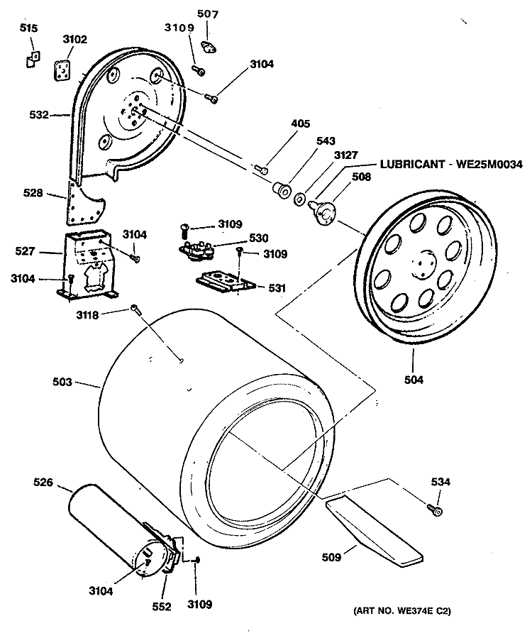 Section Diagram and Parts List for DDG9685SAMWW  General Electric Dryer