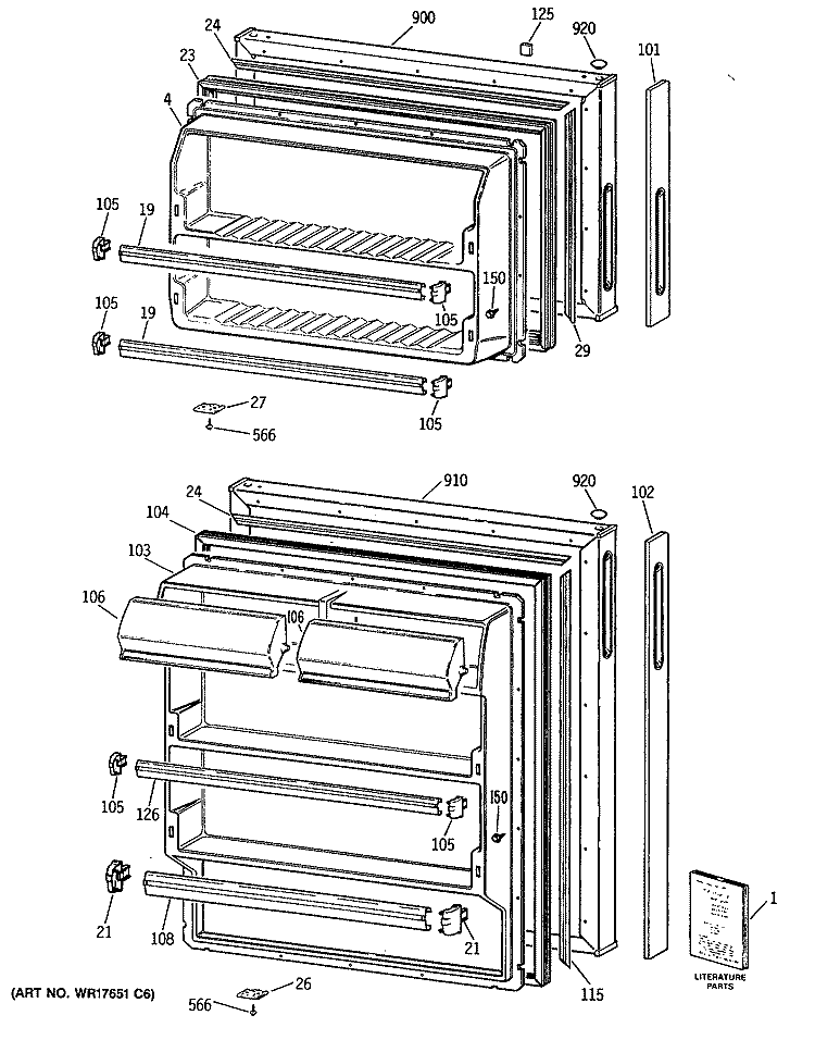 Section Diagram and Parts List for TBC14SYSJLWH  General Electric Refrigerator