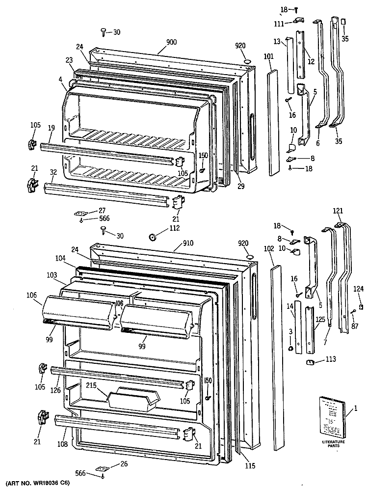 Section Diagram and Parts List for TBE14DASJRAD  General Electric Refrigerator