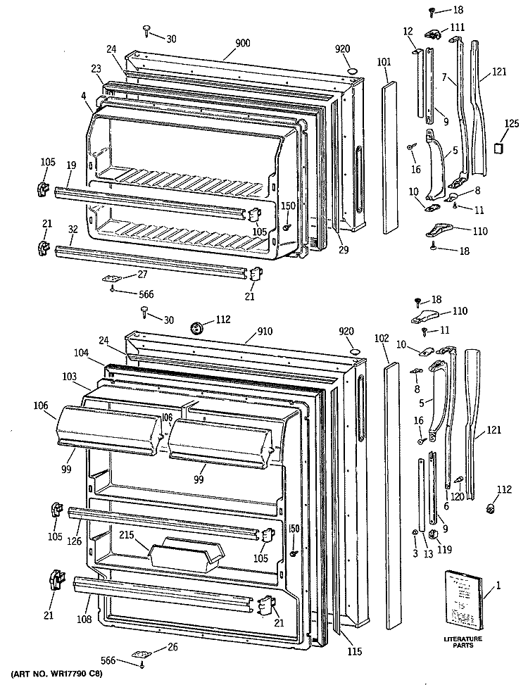 Section Diagram and Parts List for TBX14MASDRAD  General Electric Refrigerator