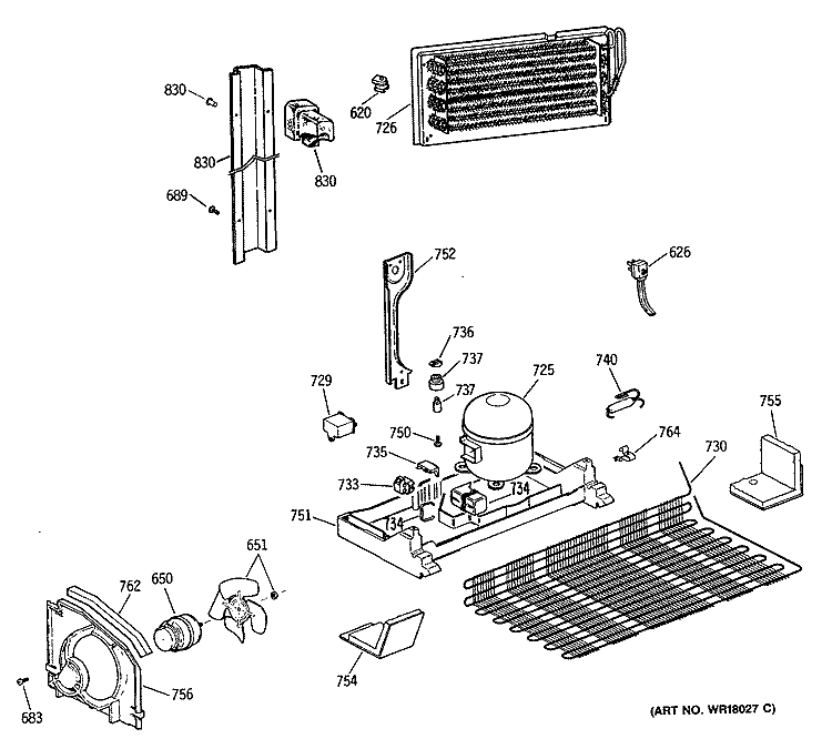 UNIT PARTS Diagram and Parts List for TBX18JATHRAD  General Electric Refrigerator