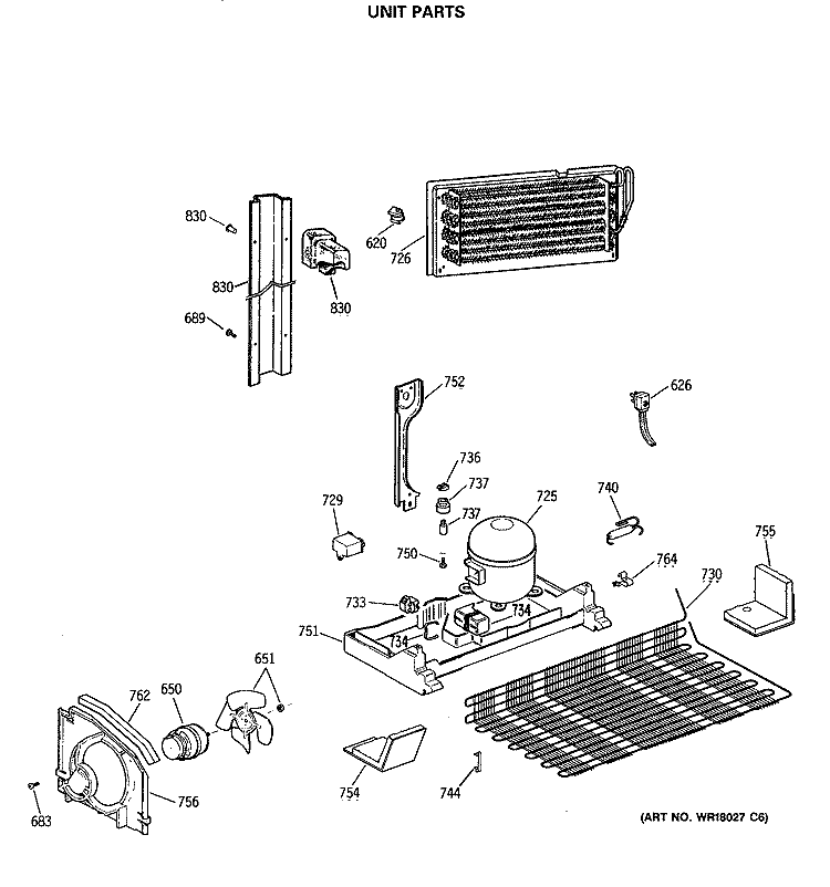 UNIT PARTS Diagram and Parts List for TBX19PATMRBB  General Electric Refrigerator