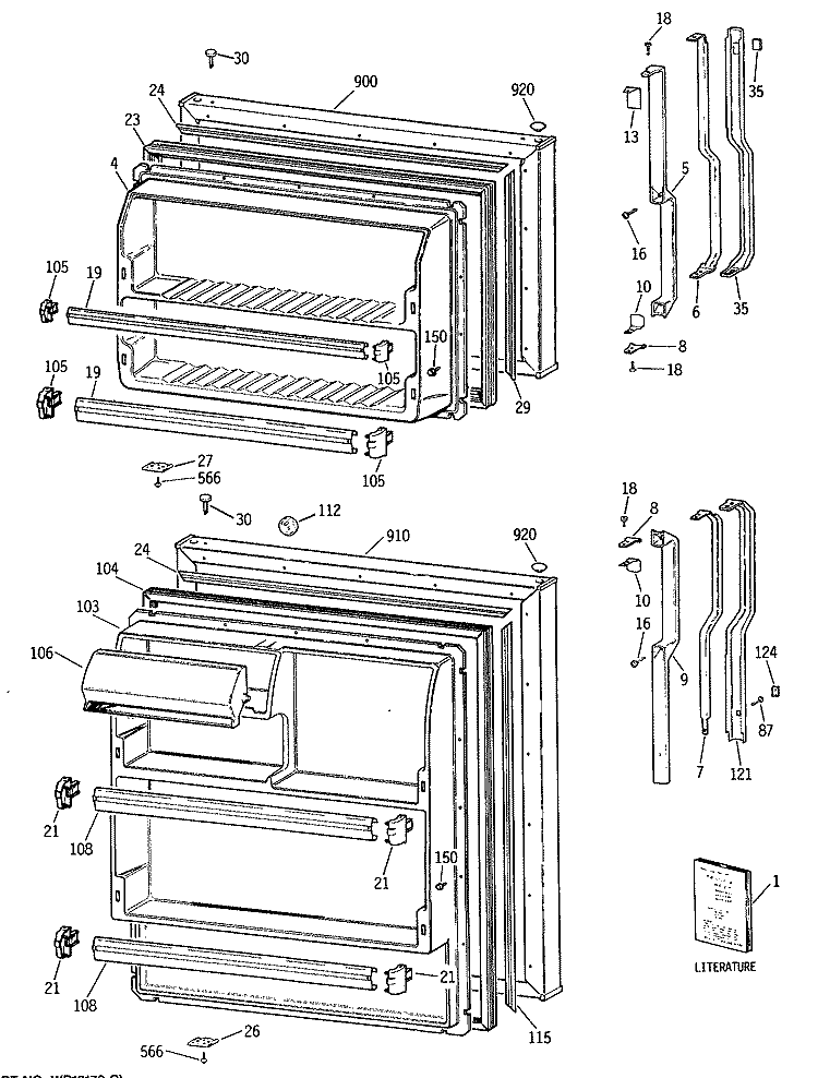 Section Diagram and Parts List for TBX14SITBRAD  General Electric Refrigerator