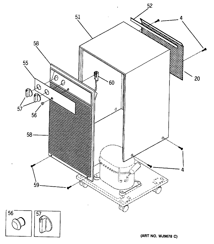 Section Diagram and Parts List for AHE40AAA1  General Electric Dehumidifier