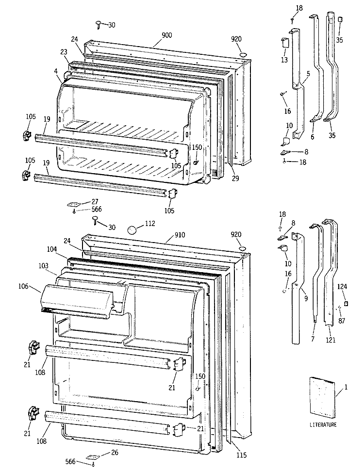 Section Diagram and Parts List for TBX16SITBRAD  General Electric Refrigerator