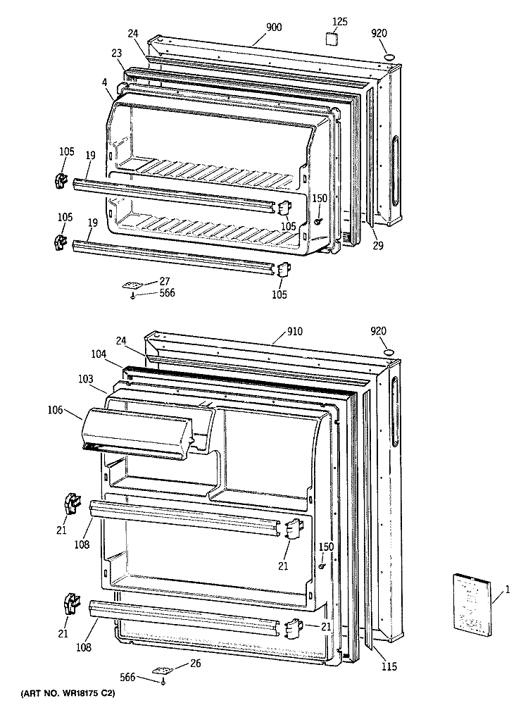 Section Diagram and Parts List for TBX16SYTDLWH  General Electric Refrigerator