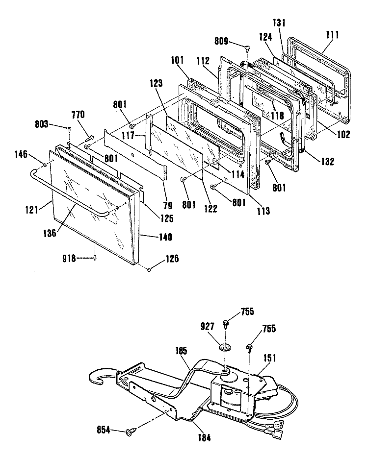 Section Diagram and Parts List for JKP76GP3BG  General Electric Microwave Oven Combo