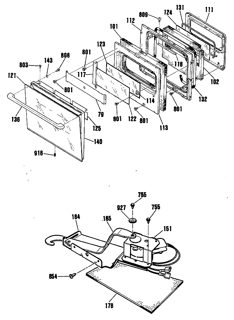 Section Diagram and Parts List for ZEK735WP4WG  General Electric Wall Oven