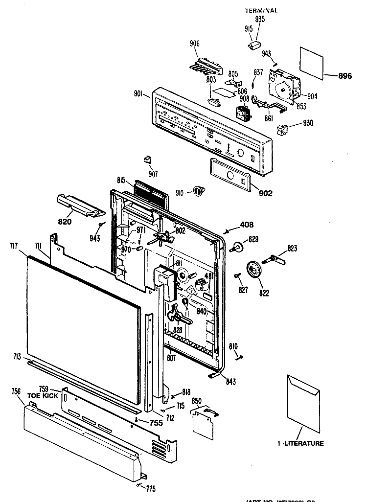 Section Diagram and Parts List for GSD400T-61WA  General Electric Dishwasher