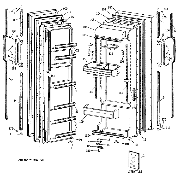 Section Diagram and Parts List for TFK22ZATCAD  General Electric Refrigerator