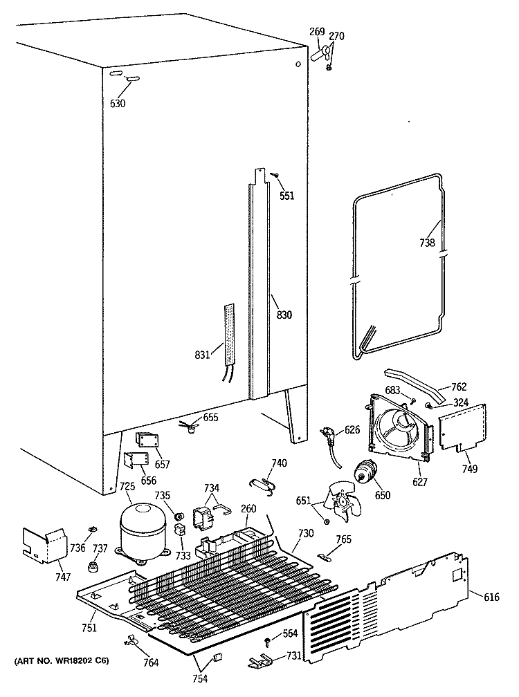 Section Diagram and Parts List for TFK22ZATCAD  General Electric Refrigerator