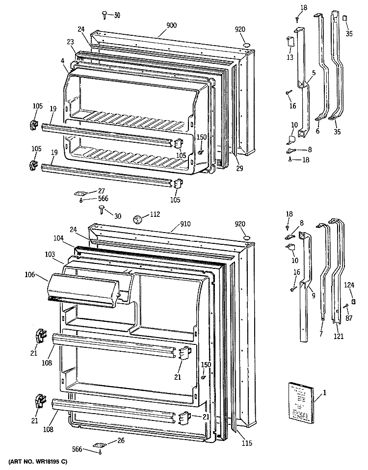 Section Diagram and Parts List for TBX14SITDRAD  General Electric Refrigerator
