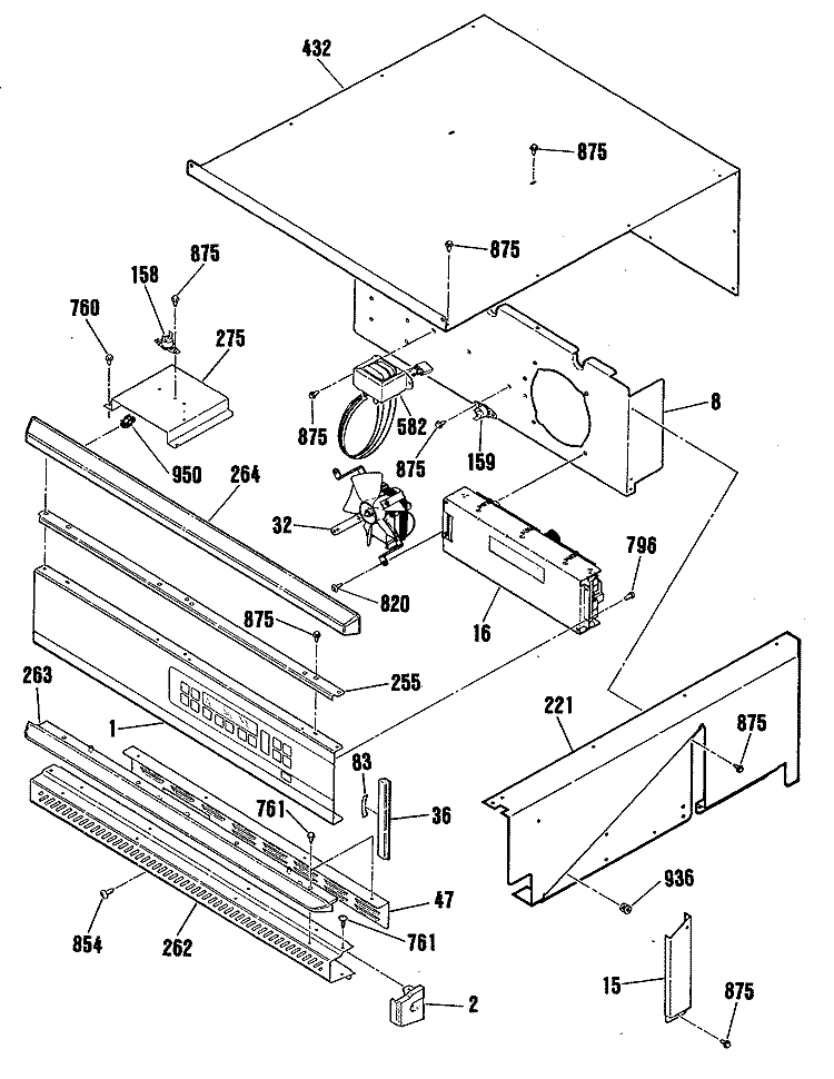 Section Diagram and Parts List for JKP45WT2WW  General Electric Wall Oven