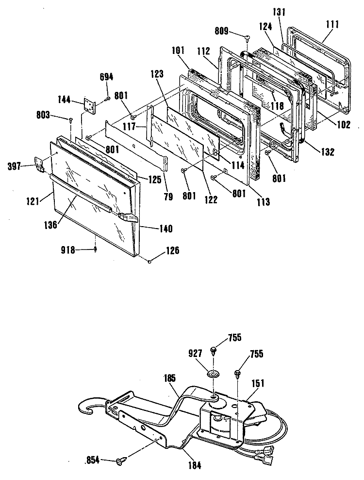 Section Diagram and Parts List for JKP45WT2WW  General Electric Wall Oven