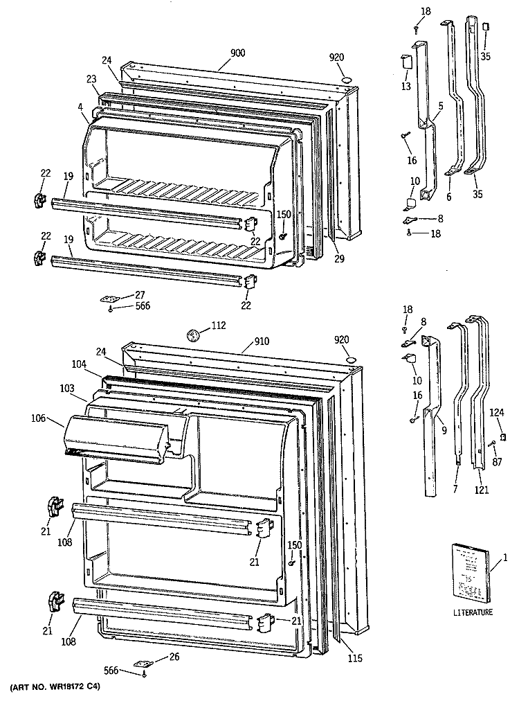 Section Diagram and Parts List for TBE16SATJRWH  General Electric Refrigerator