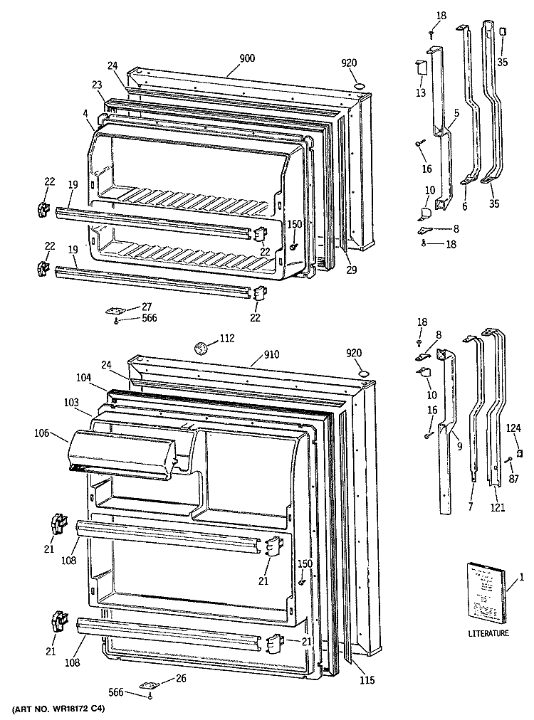 Section Diagram and Parts List for TBE16SATDRWH  General Electric Refrigerator