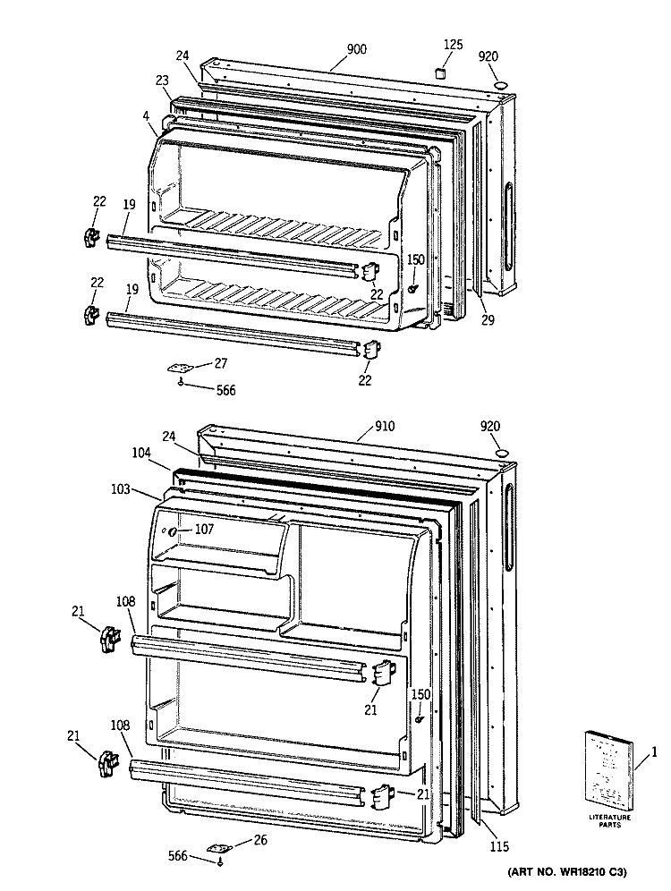 Section Diagram and Parts List for TBX14AYXKRWH  General Electric Refrigerator