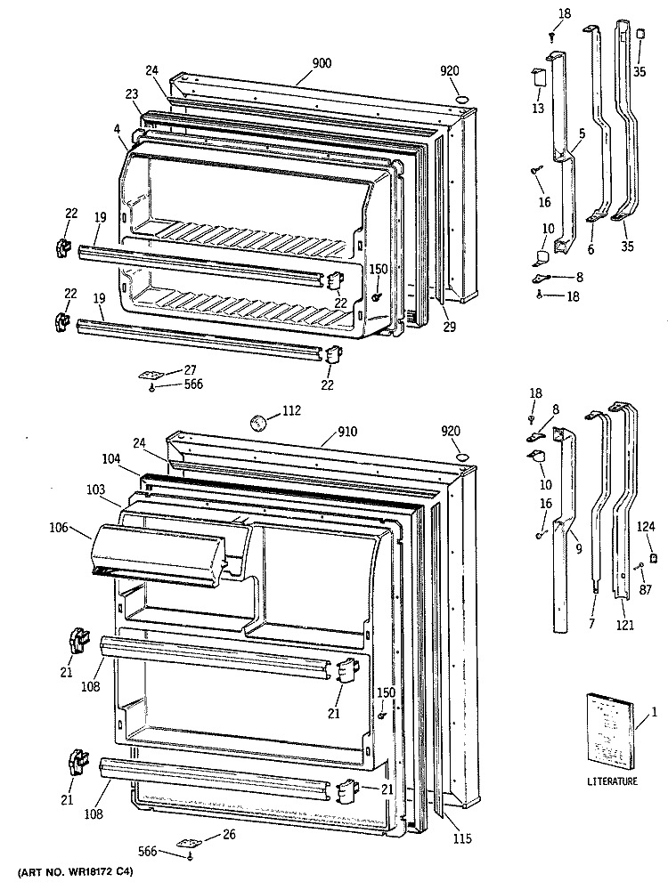 Section Diagram and Parts List for TBX16SAYBRWH  General Electric Refrigerator