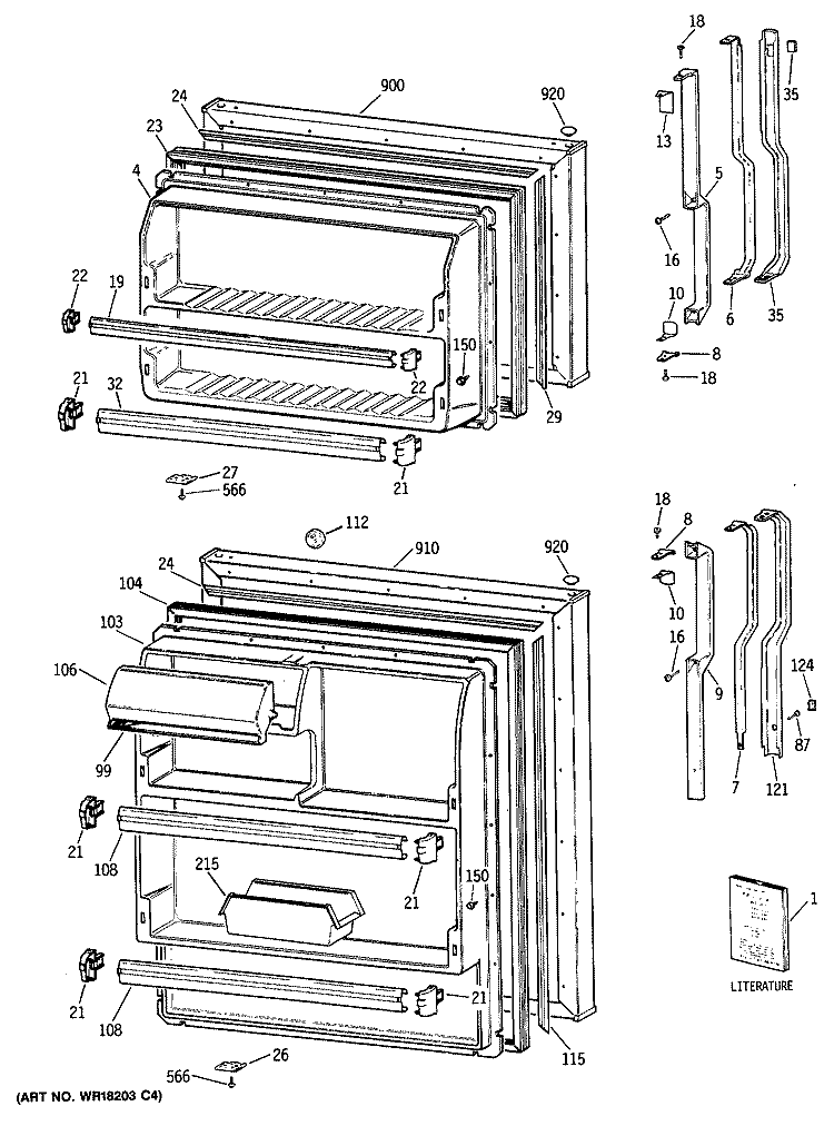 Section Diagram and Parts List for TBX18NITGRAD  General Electric Refrigerator
