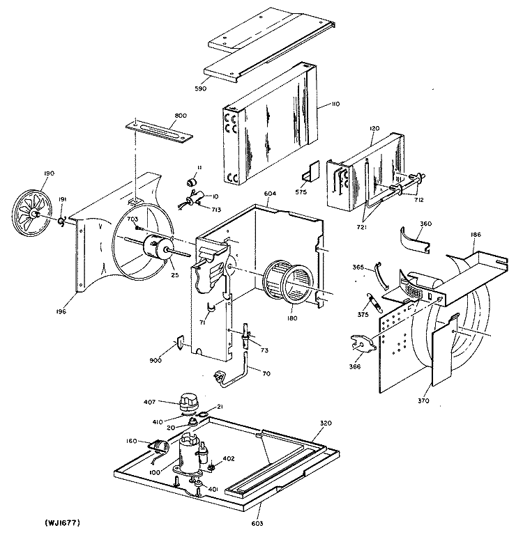Section Diagram and Parts List for KCD08AAC1  Hotpoint Air Conditioner
