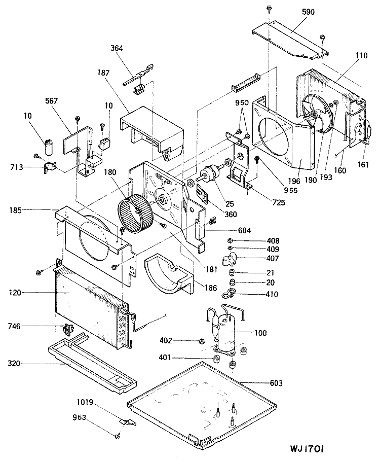 Section Diagram and Parts List for KMS06LAM1  Hotpoint Air Conditioner